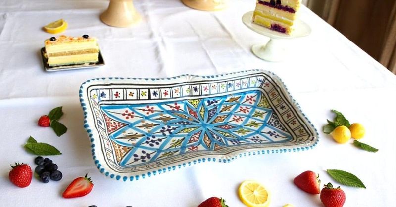 VASSOIO DA PASTICCINI - ARABESQUE TURCHESE  27CM