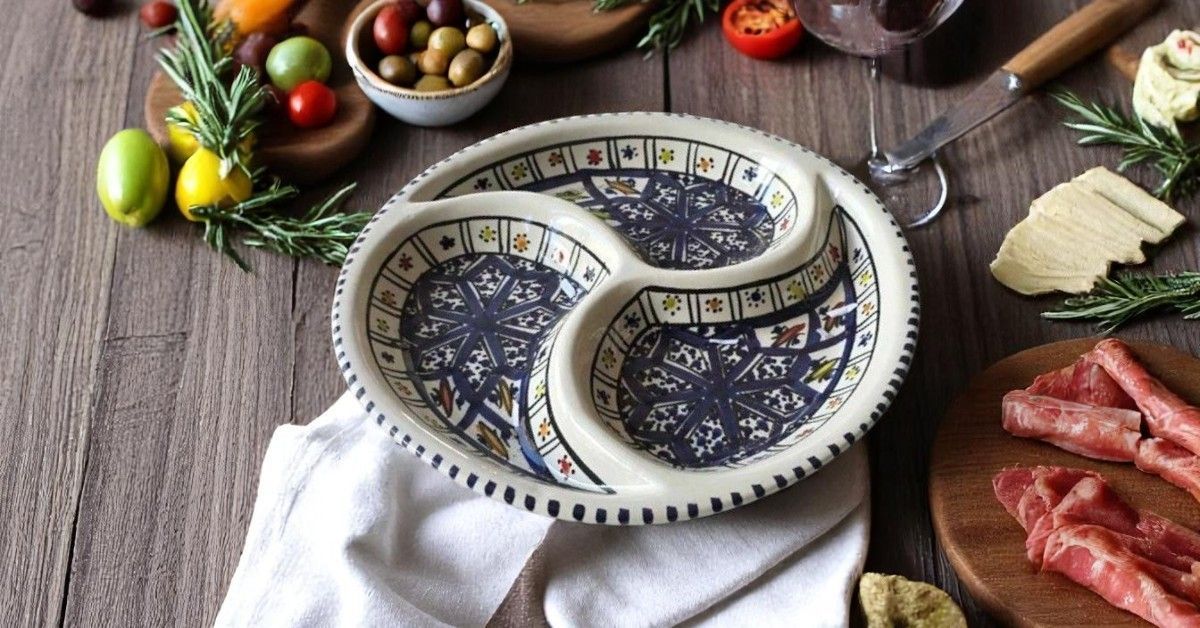 ANTIPASTIERA AP-ROTONDA ARABESQUE BLU