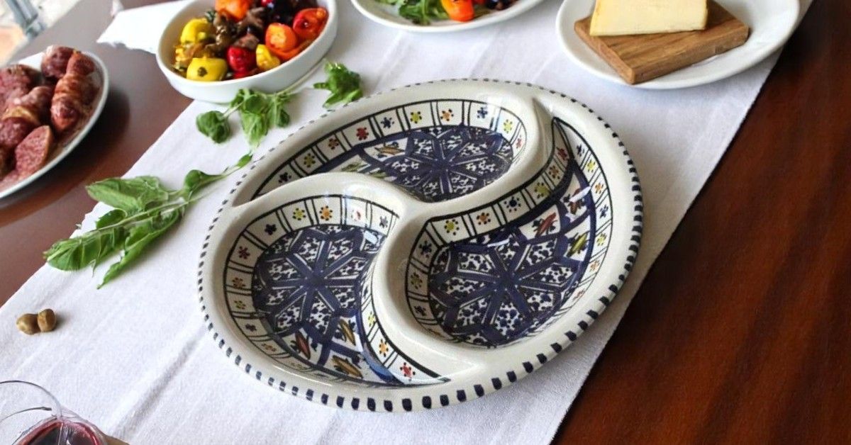 ANTIPASTIERA AP-ROTONDA ARABESQUE BLU