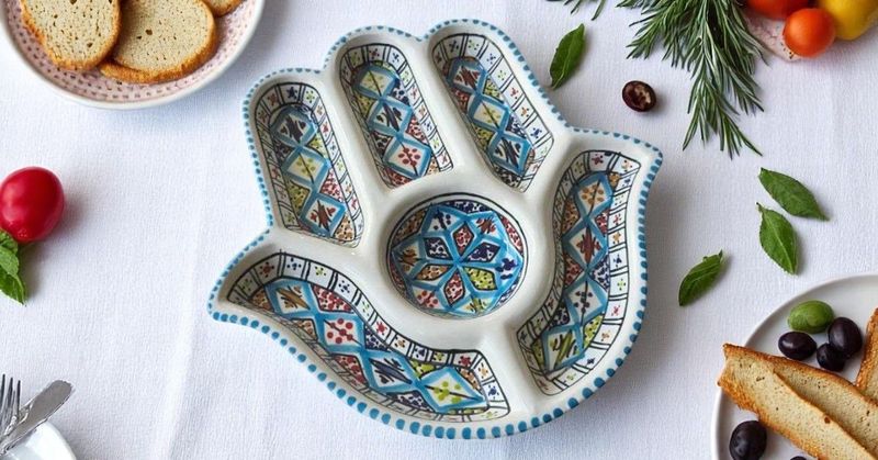 ANTIPASTIERA MANO DI FATIMA ARABESQUE TURCHESE