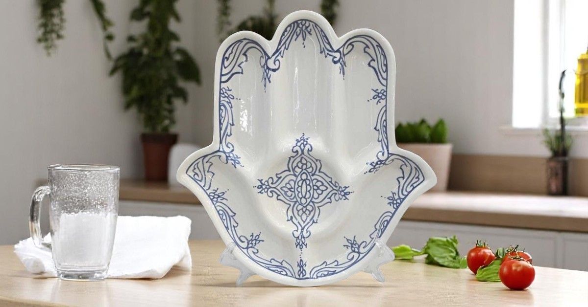 ANTIPASTIERA MANO DI FATIMA BLUE AND WHITE