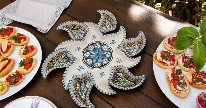 Antipastiera a Stella in Ceramica colore turchese