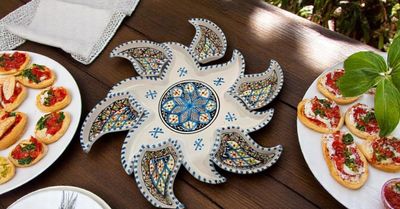 Antipastiera a Stella in Ceramica colore turchese