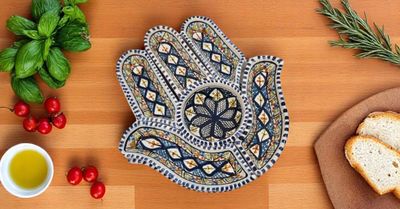 Antipastiera Mano di Fatima in Ceramica colore blu