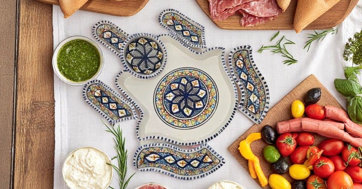 Antipastiera Mano di Fatima in Ceramica colore blu