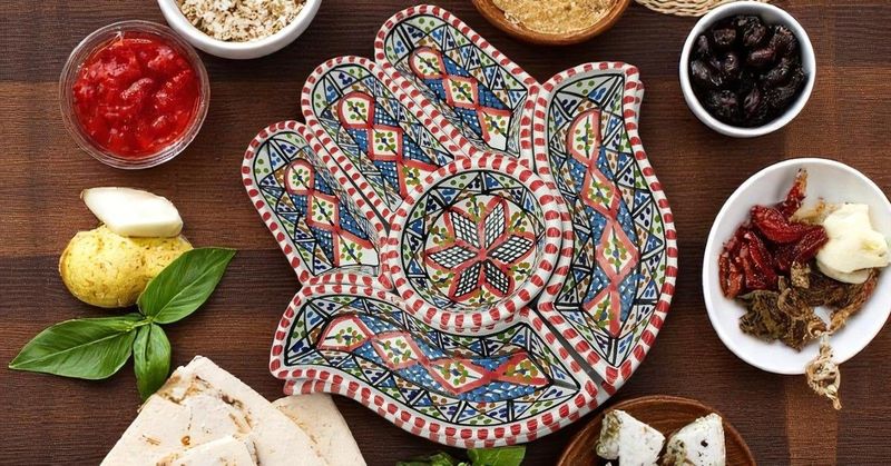 Antipastiera Mano di Fatima in ceramica colore rosso