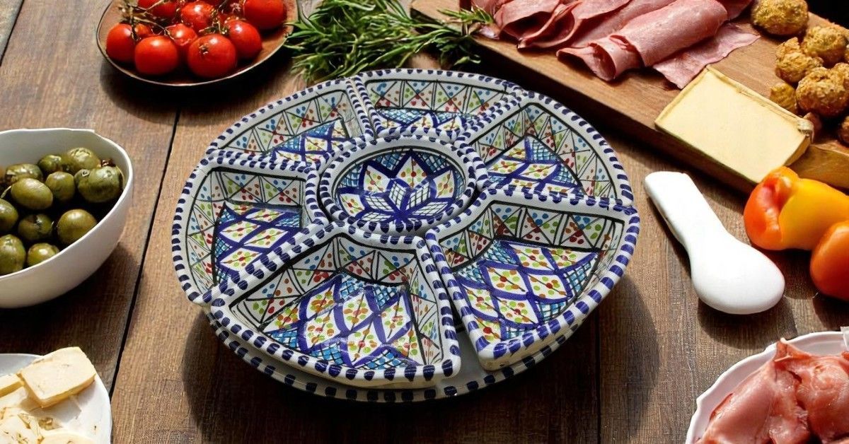 Antipastiera Tonda in Ceramica COLORE BLU