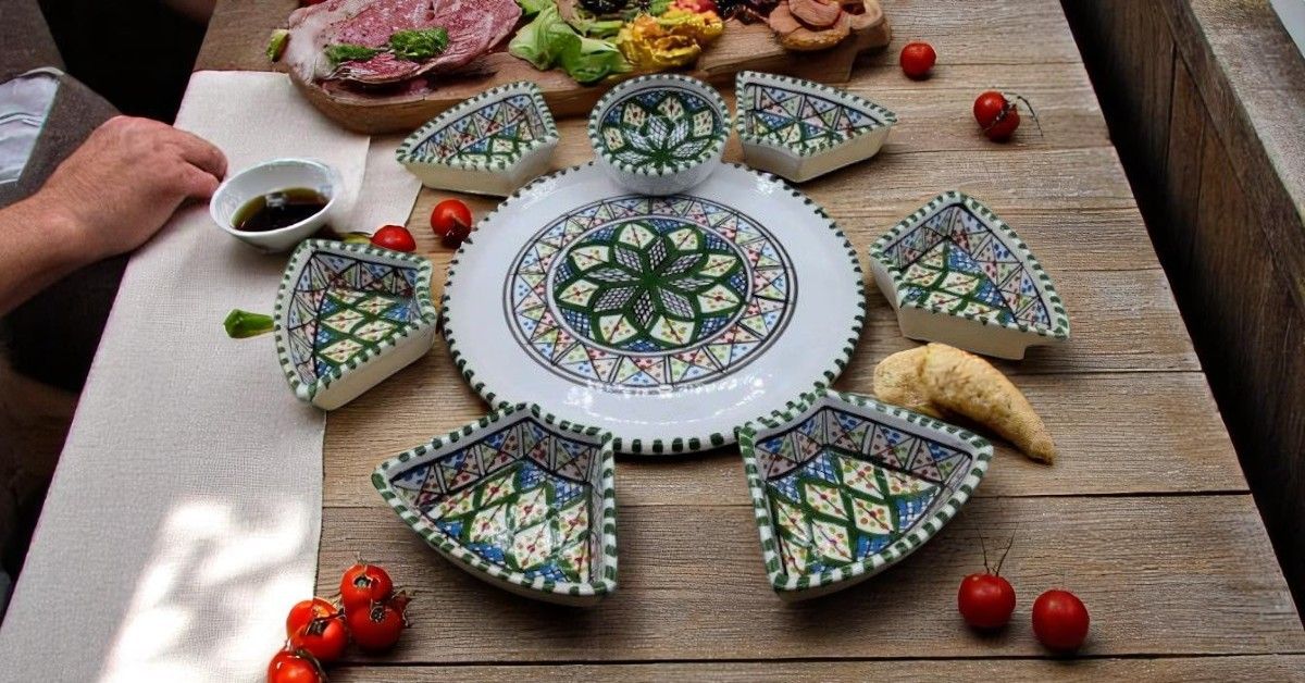Antipastiera Tonda in Ceramica COLORE VERDE