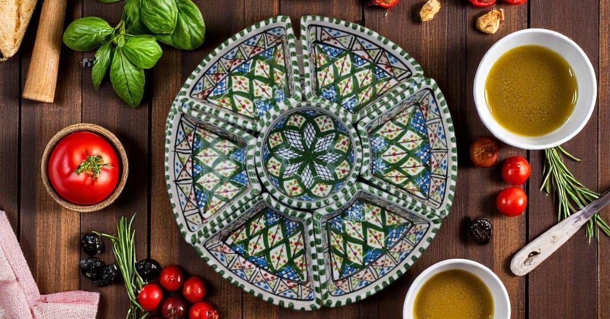 Antipastiera Tonda in Ceramica COLORE VERDE