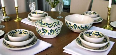 Set  da tavola - modello  Arabica giallo e verde 15pz