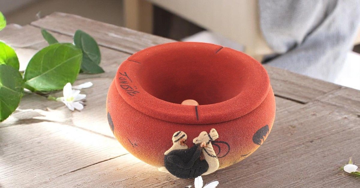 posacenere decorativo sabbia - rosso  20 cm