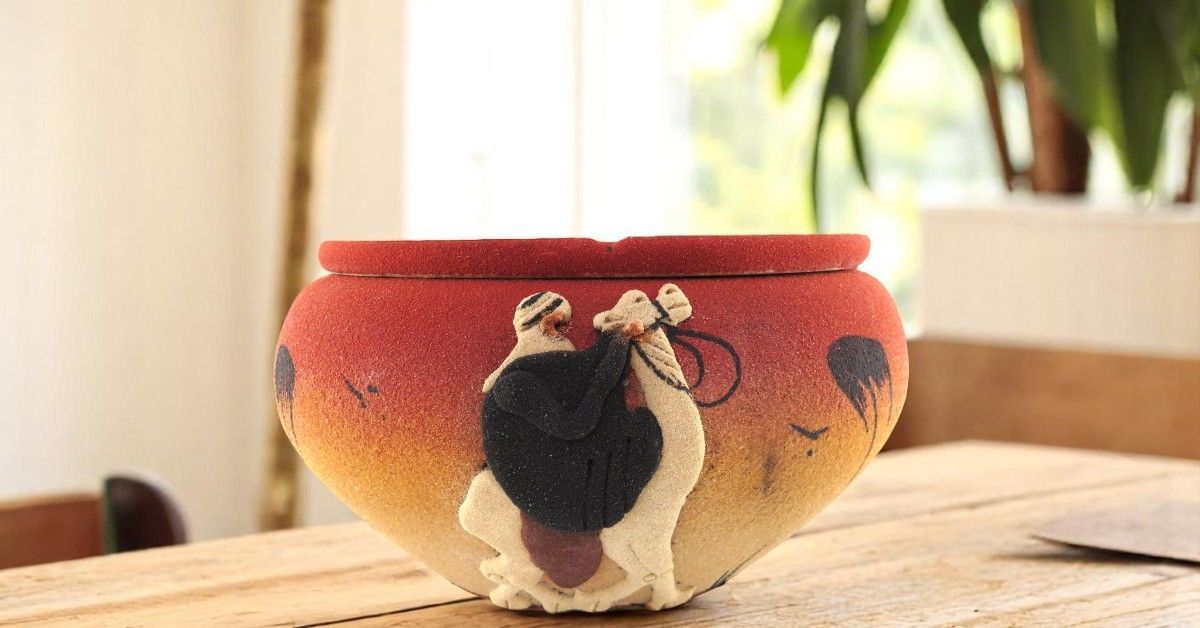posacenere decorativo sabbia - rosso  20 cm