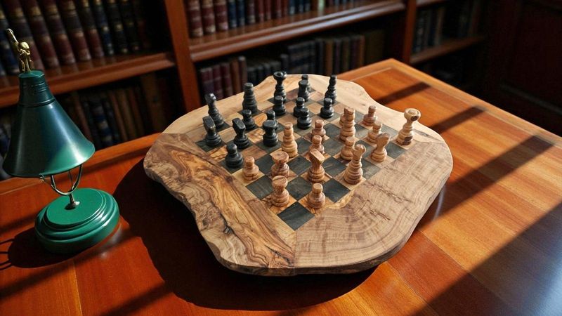 SCACCHIERA  IN LEGNO D'ULIVO CON CASSETTI