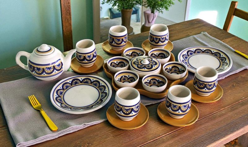 Set Pavo da colazione 25pz - giallo, blu, turchese