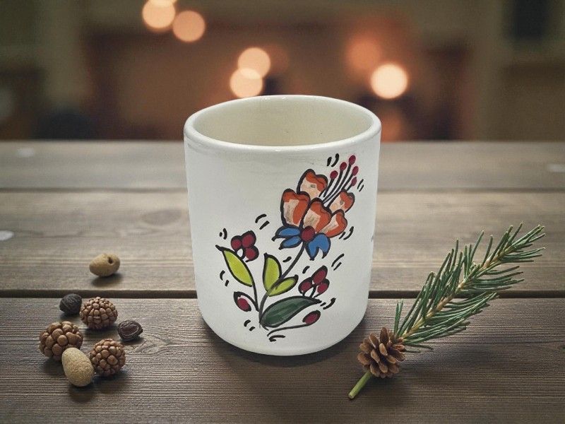 Bicchiere Artigianale "Warda Del Flores" in Ceramica Dipinta a Mano