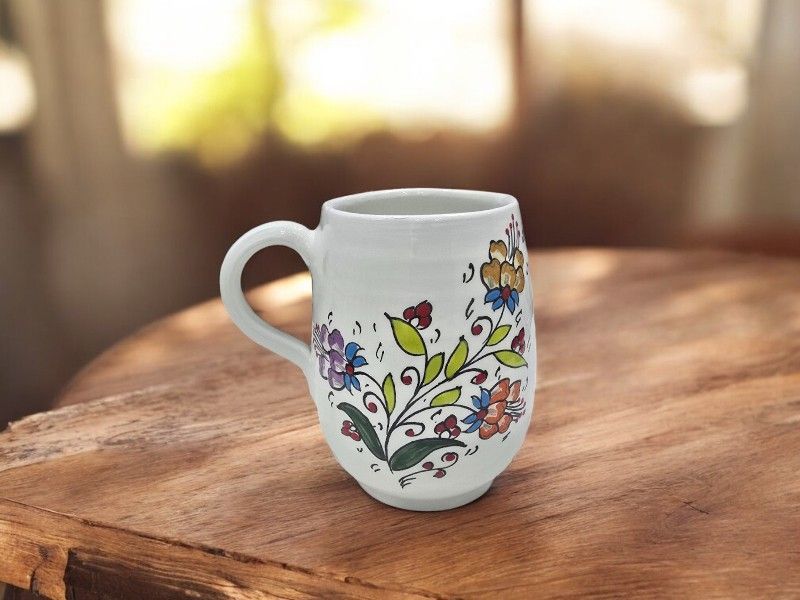 Brocca Caraffa in Ceramica Artigianale "Warda Del Flores" Dipinta a Mano