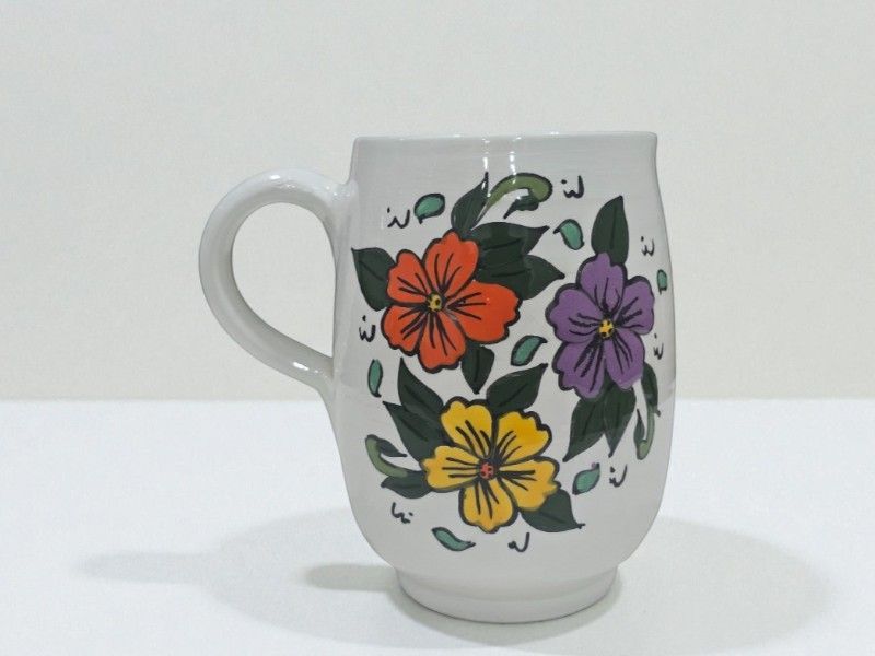 Brocca Caraffa in Ceramica Artigianale "Floralis" Dipinta a Mano