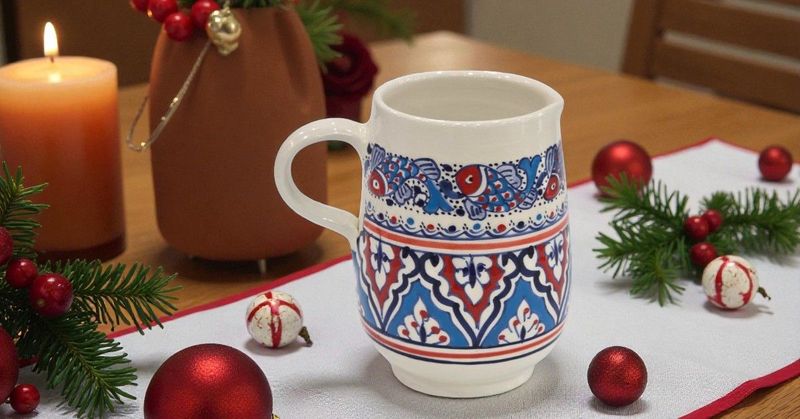 Brocca Caraffa in Ceramica Artigianale "Lilia" Dipinta a Mano