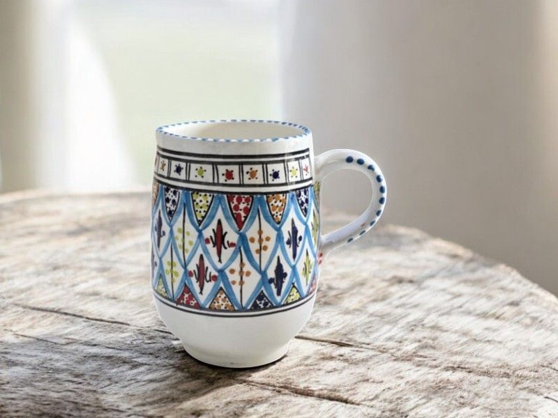 Brocca Caraffa in Ceramica Artigianale "Arabesque Turchese" Dipinta a Mano