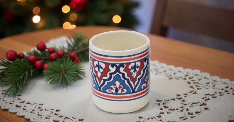 Bicchiere Artigianale Modello "Lilia" in Ceramica Dipinta a Mano