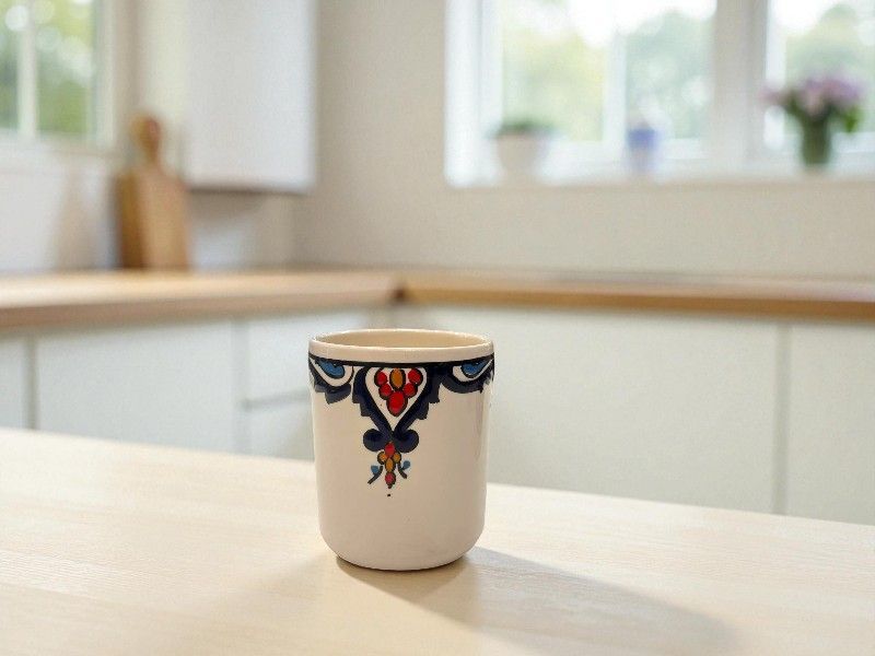 Bicchiere Artigianale Modello "Lara" in Ceramica Dipinta a Mano