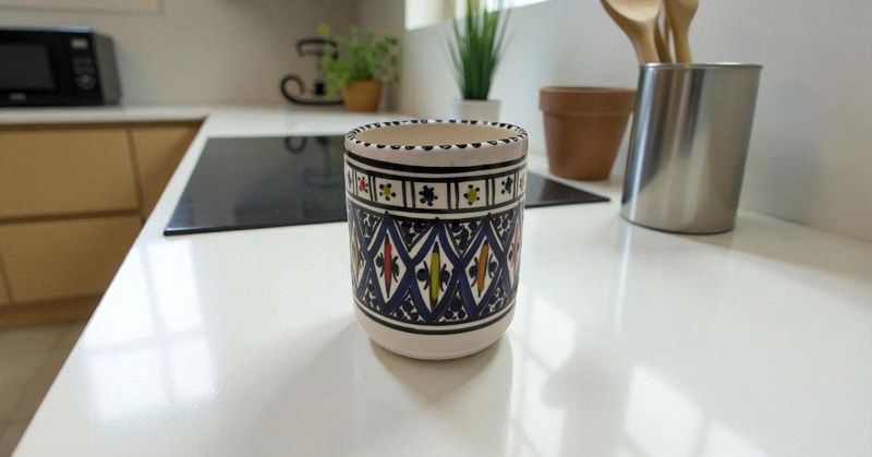 Bicchiere Artigianale "Arabesque Blu" in Ceramica Dipinta a Mano