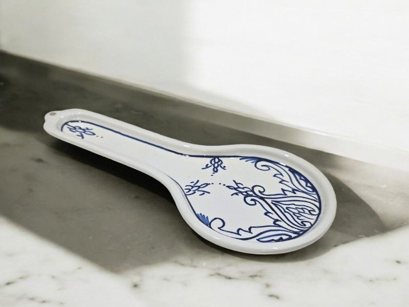 Poggiamestolo da Cucina in Ceramica Dipinta a Mano "Blue and White"