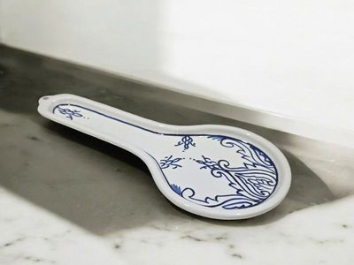Poggiamestolo in Ceramica Tunisina Fatto a Mano - Blue and White Poggiamestolo in Ceramica Tunisina Fatto a Mano - Blue and White