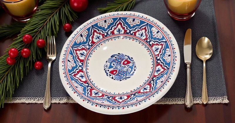 Piatto Fondo per Couscous Piatto Fondo per Couscous "Lilia" – 30 cm, in Ceramica Artigianale Dipinta a Mano