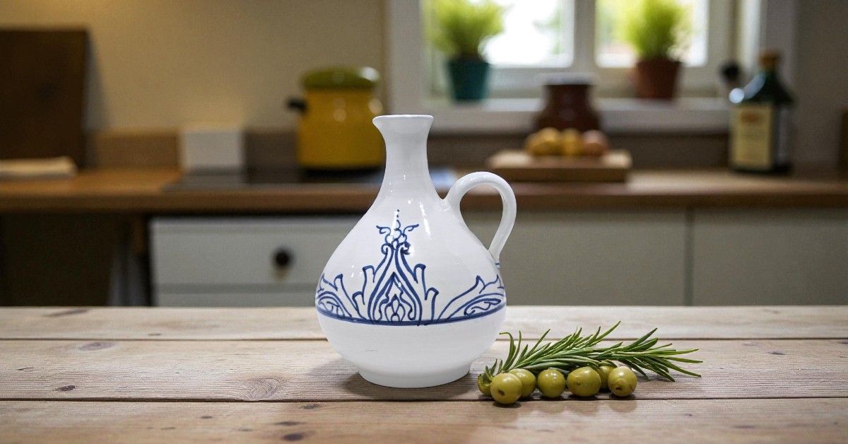 Oliera Artigianale in Ceramica Fechka Modello Blue and White