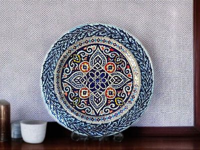 Piatto Decorativo Piatto Decorativo "Stella dell'Andalusia" Blu 45cm - Pezzo Unico