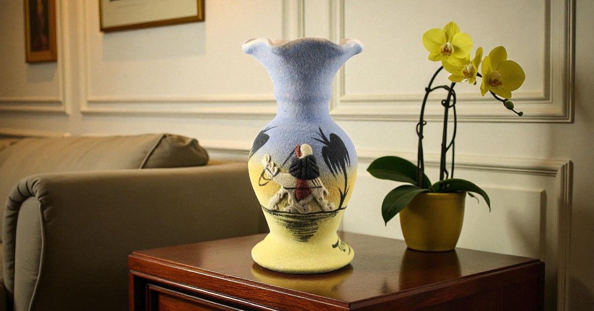 VASO GAROFANO TURCHESE IN CERAMICA E SABBIA VASO GAROFANO TURCHESE IN CERAMICA E SABBIA