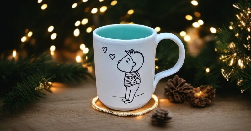 Tazza Mug in Ceramica "Blue Boy" - Fatto a Mano Artigianale Unico