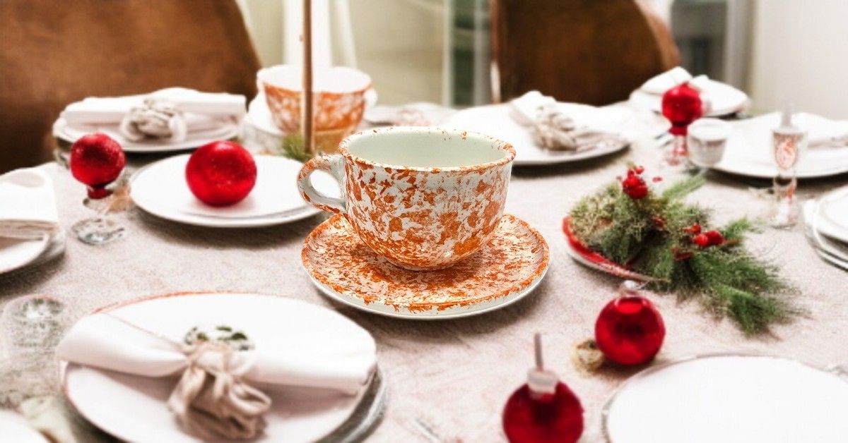 TAZZA E SOTTOTAZZA - SCHIZZI ARANCIONE TAZZA E SOTTOTAZZA - SCHIZZI ARANCIONE