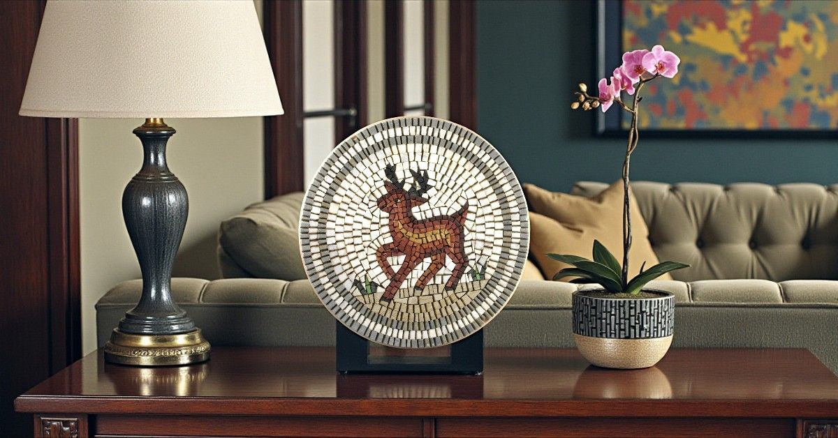 PEZZO UNICO - PIATTO MOSAICO ARTISTICO - CERVO NOBILE PEZZO UNICO - PIATTO MOSAICO ARTISTICO - CERVO NOBILE