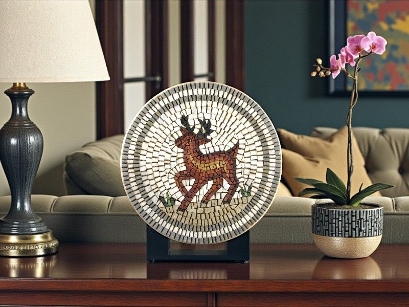 PEZZO UNICO - PIATTO MOSAICO ARTISTICO - CERVO NOBILE