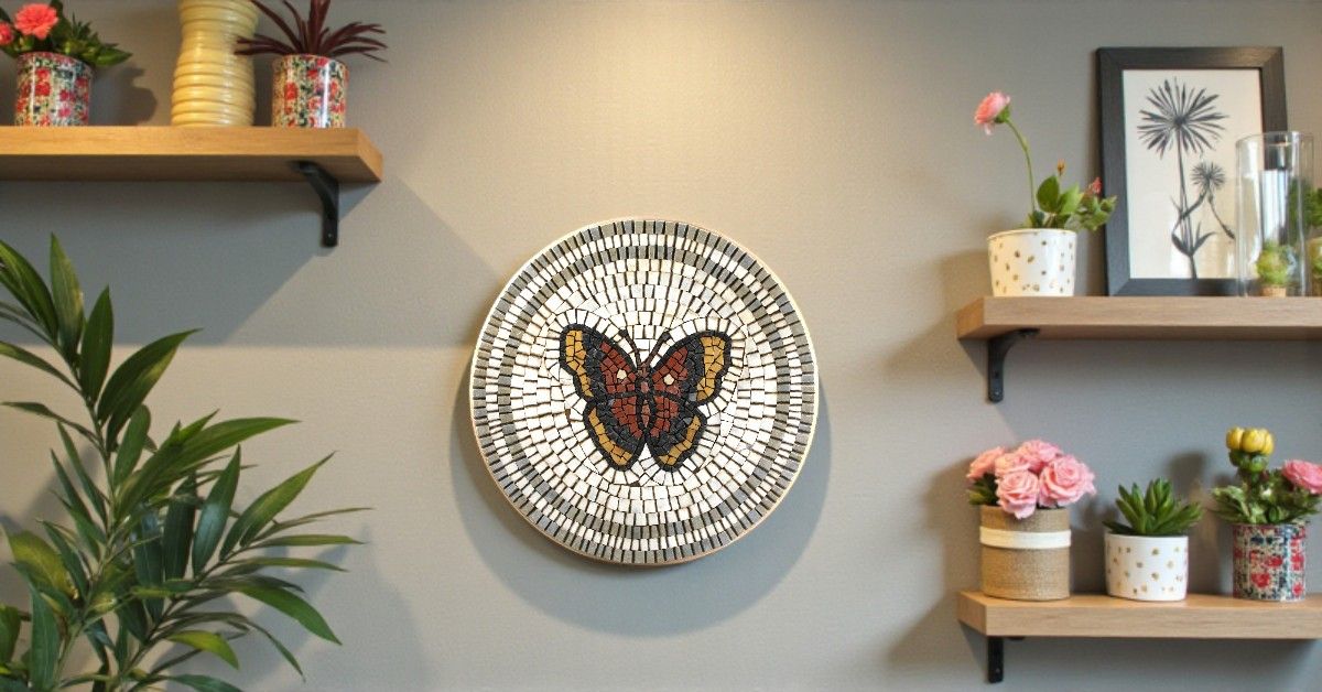 PEZZO UNICO - PIATTO MOSAICO ARTISTICO - BROWN BUTTERFLY