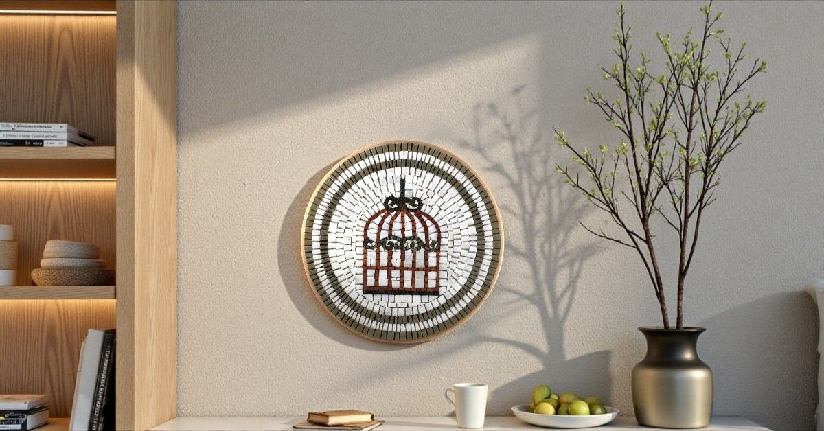 PEZZO UNICO - MOSAICO ARTISTICO IN MARMO -BIRD CAGE