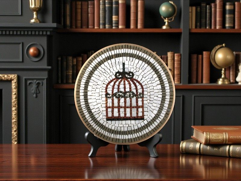 PEZZO UNICO - MOSAICO ARTISTICO IN MARMO -BIRD CAGE