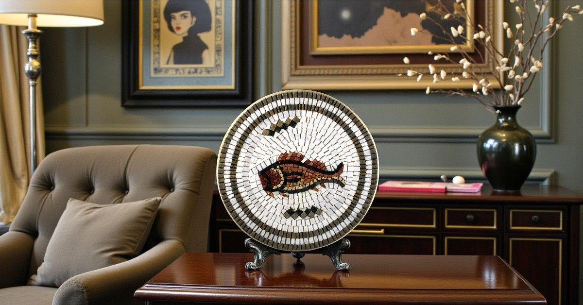 PEZZO UNICO - MOSAICO ARTISTICO IN MARMO - FISH VITA MARINA