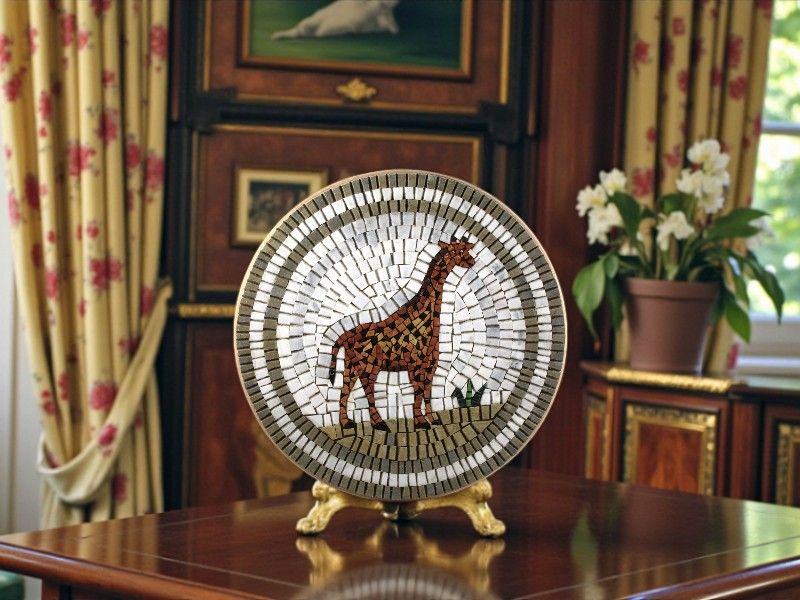 PEZZO UNICO - MOSAICO ARTISTICO IN MARMO - GIRAFFA