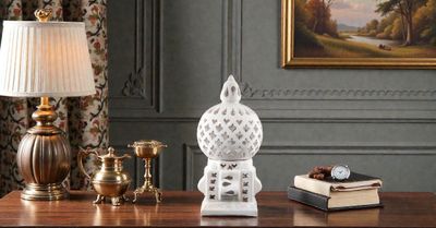 Lanterna Tunisina Artigianale "Cagè Asoux" in Ceramica Bianca