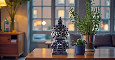 Lanterna Tunisina Artigianale "Cagè Asoux" in Ceramica Blu