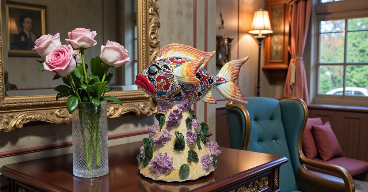 Statua "Oltremare" | Scultura Unica in Ceramica Artigianale di Nabeul - Pezzo da Collezione Esclusivo