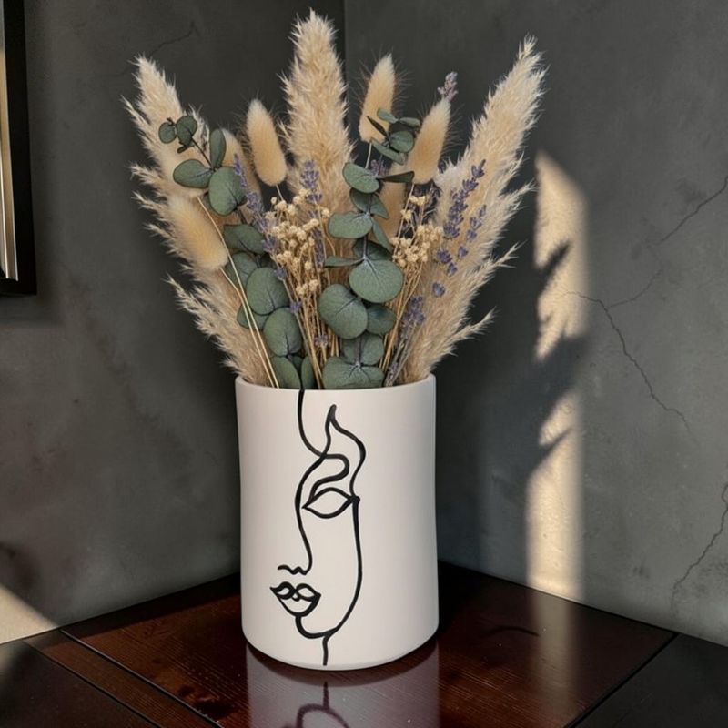 Vaso Face Art in Ceramica Artigianale, Design Moderno Minimalista, 45 cm