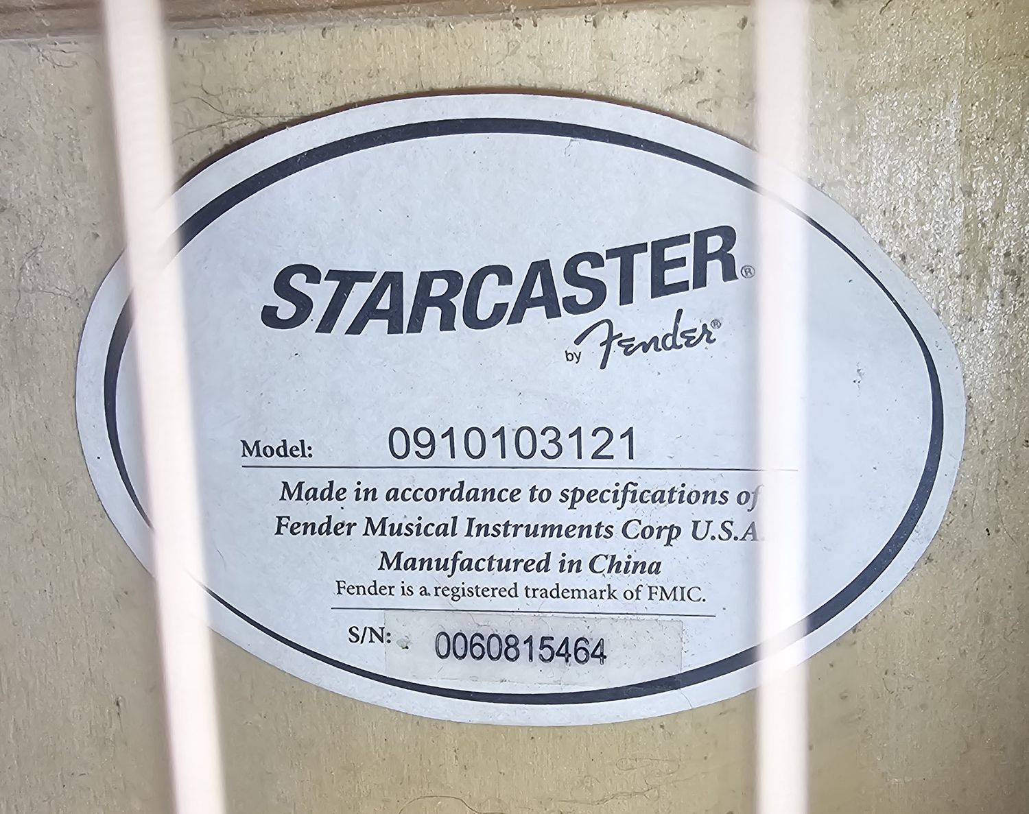 Used Fender Starcaster Model# 0910103121 Natural Hollow Body Electric Guitar