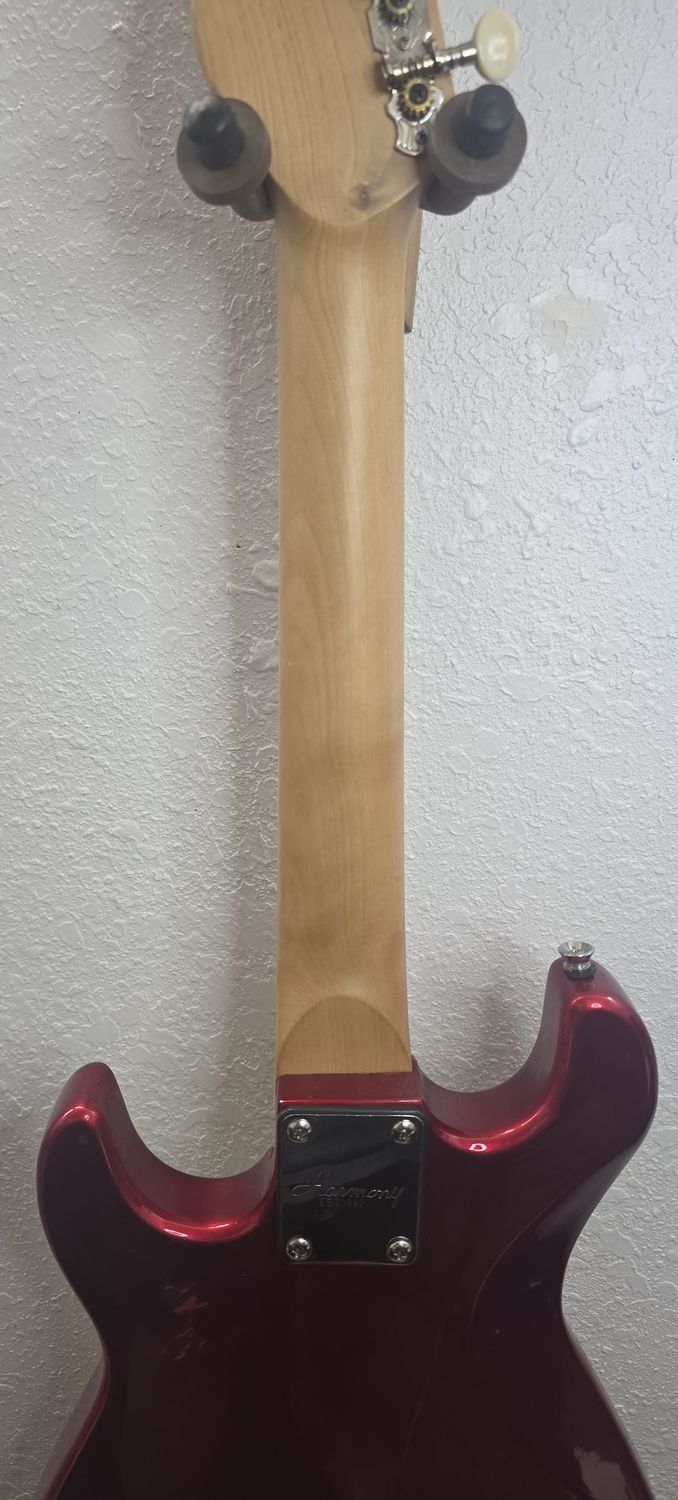 Harmony H80 Vintage 1990's Mini Strat Style Electric Guitar - Candy Apple Red