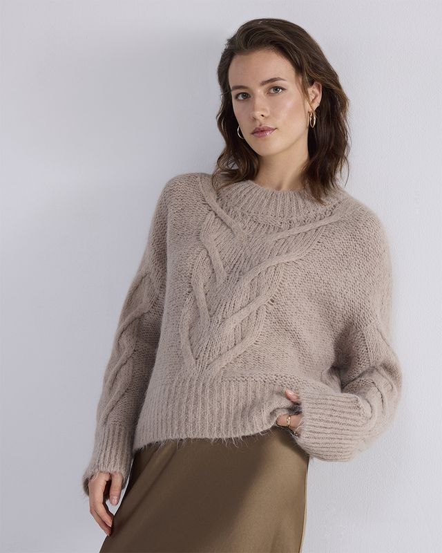 Trui met Kabelpatroon - Creme
