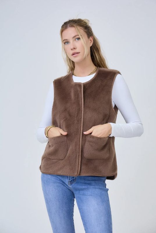 Faux Fur Vest Jane - Marron