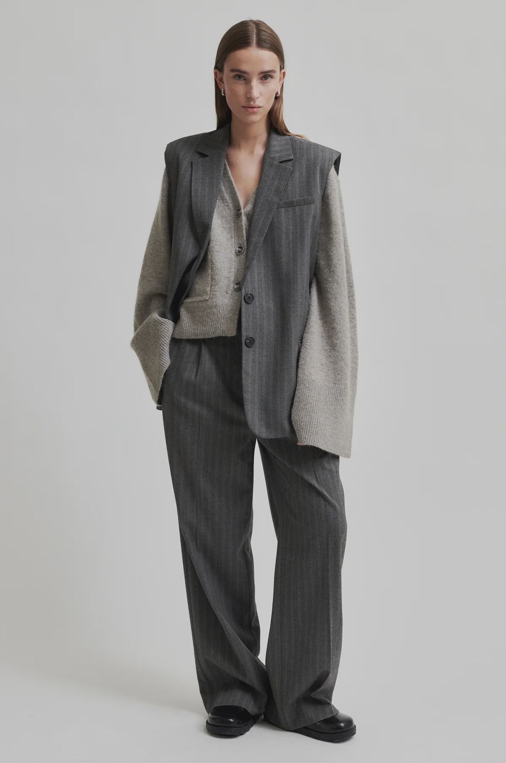 Oversize Waistcoat-Hollanda-Grey Melange